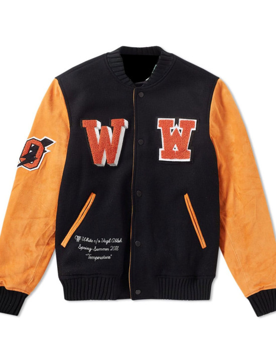 Men’s Off-White Eagle Temp Wool Varsity Jacket Men’s Off-White Eagle Temp Wool Varsity Jacket