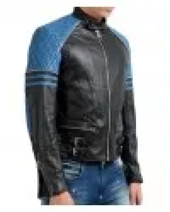 Men’s Quilted Biker Stylish Black and Blue Leather Jacket Men’s Quilted Biker Stylish Black and Blue Leather Jacket