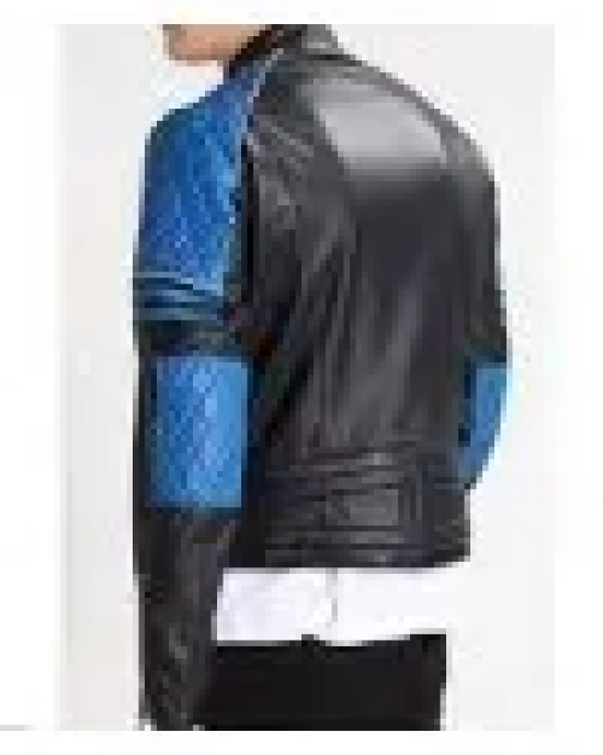Men’s Quilted Biker Stylish Black and Blue Leather Jacket Men’s Quilted Biker Stylish Black and Blue Leather Jacket