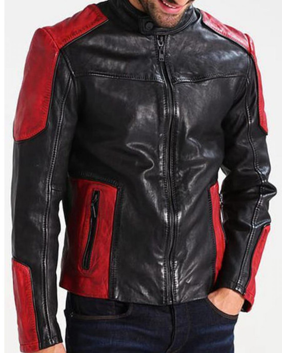 Men’s Red and Black New Fashion Biker Jacket