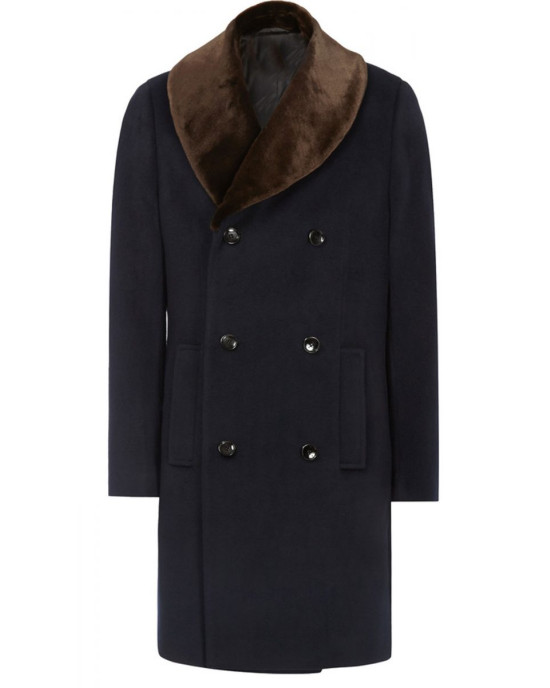 Men’s Reiss Brody Navy Blue Coat with Shawl Collar Men’s Reiss Brody Navy Blue Coat with Shawl Collar