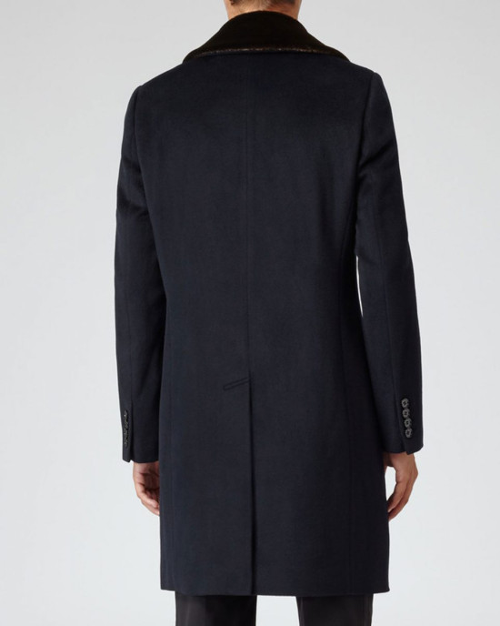 Men’s Reiss Brody Navy Blue Coat with Shawl Collar Men’s Reiss Brody Navy Blue Coat with Shawl Collar