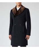Men’s Reiss Brody Navy Blue Coat with Shawl Collar