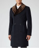 Men’s Reiss Brody Navy Blue Coat with Shawl Collar Men’s Reiss Brody Navy Blue Coat with Shawl Collar