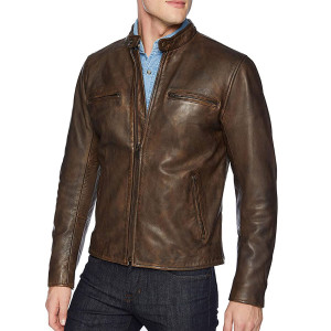 Men’s Snap Tab Collar Lucky Vintage Leather Jacket