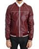Men’s Stitched Bomber Maroon Leather Jacket Men’s Stitched Bomber Maroon Leather Jacket