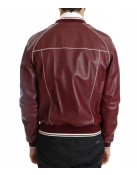 Men’s Stitched Bomber Maroon Leather Jacket