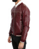 Men’s Stitched Bomber Maroon Leather Jacket Men’s Stitched Bomber Maroon Leather Jacket