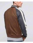 Men’s Truly Striped Bomber Leather Jacket