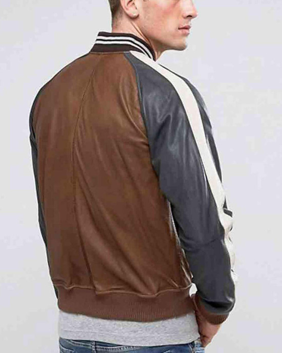 Men’s Truly Striped Bomber Leather Jacket Men’s Truly Striped Bomber Leather Jacket