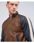 Men’s Truly Striped Bomber Leather Jacket
