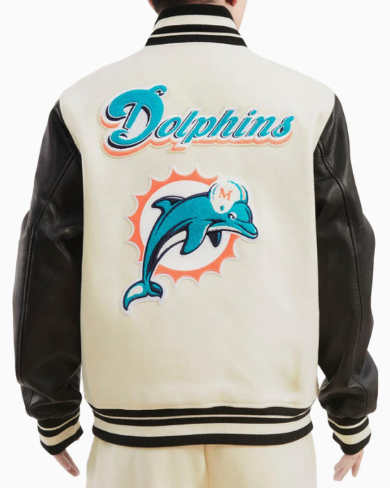 Miami Dolphins Retro Classic Rib Wool Varsity Jacket Miami Dolphins Retro Classic Rib Wool Varsity Jacket