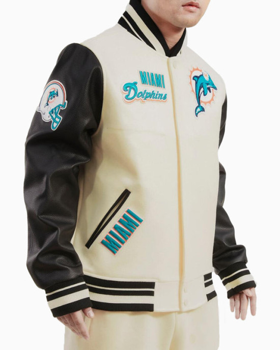 Miami Dolphins Retro Classic Rib Wool Varsity Jacket Miami Dolphins Retro Classic Rib Wool Varsity Jacket