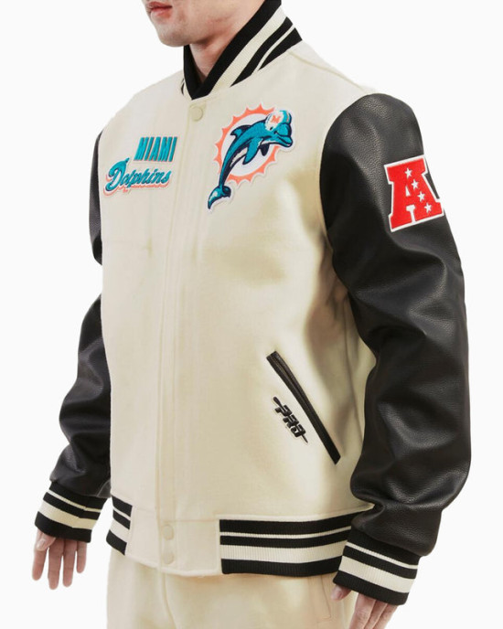 Miami Dolphins Retro Classic Rib Wool Varsity Jacket Miami Dolphins Retro Classic Rib Wool Varsity Jacket