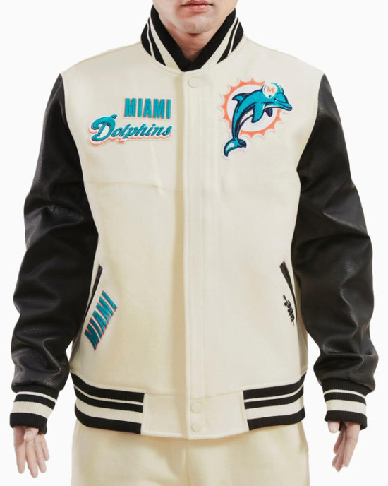Miami Dolphins Retro Classic Rib Wool Varsity Jacket Miami Dolphins Retro Classic Rib Wool Varsity Jacket