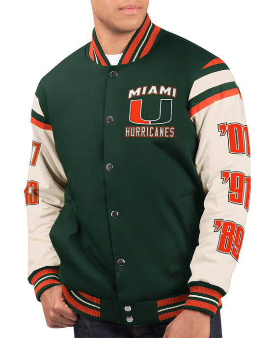 Miami Hurricanes Champions Commemorative Victory Varsity Jacket Miami Hurricanes Champions Commemorative Victory Varsity Jacket