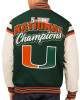 Miami Hurricanes Champions Commemorative Victory Varsity Jacket Miami Hurricanes Champions Commemorative Victory Varsity Jacket