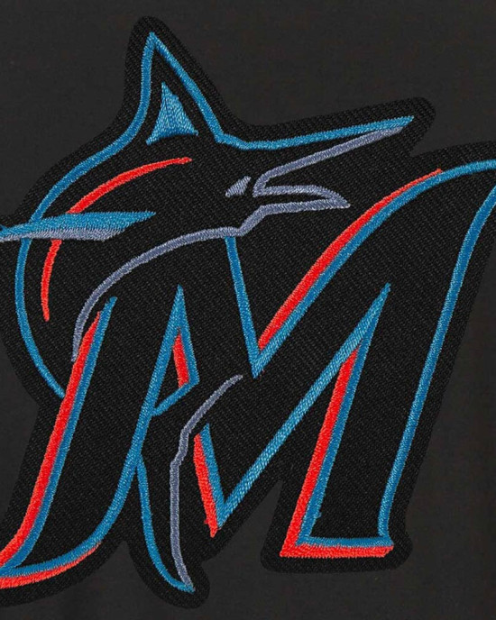 Miami Marlins Accent Varsity Black Wool Jacket Miami Marlins Accent Varsity Black Wool Jacket