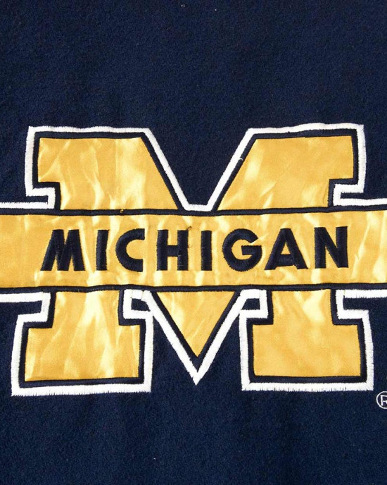 Michigan Wolverines Navy and Yellow Varsity Wool Jacket Michigan Wolverines Navy and Yellow Varsity Wool Jacket