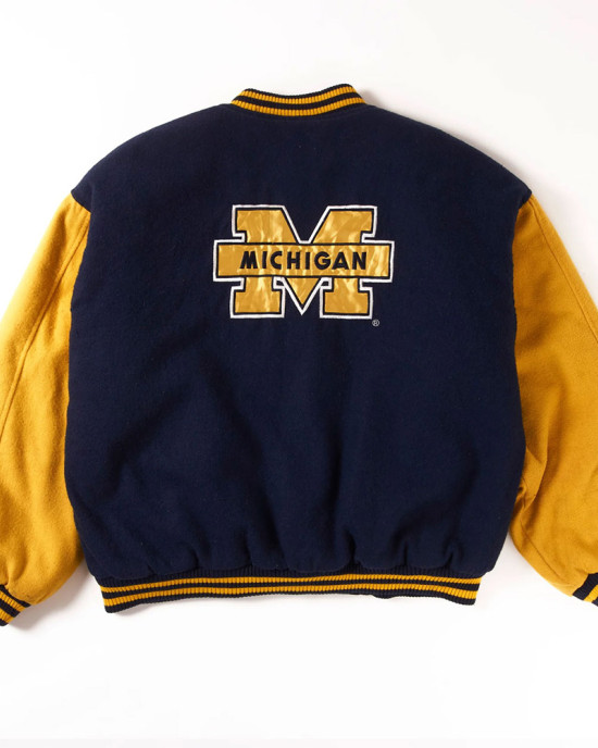 Michigan Wolverines Navy and Yellow Varsity Wool Jacket Michigan Wolverines Navy and Yellow Varsity Wool Jacket