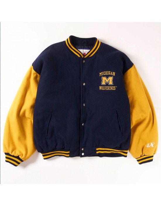 Michigan Wolverines Navy and Yellow Varsity Wool Jacket