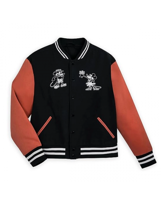 Mickey And Minnie Mouse Varsity Jacket