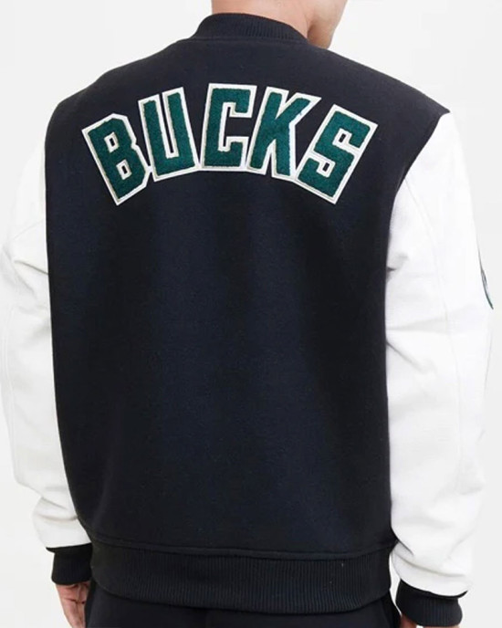 Milwaukee Bucks Black Letterman Jacket Milwaukee Bucks Black Letterman Jacket