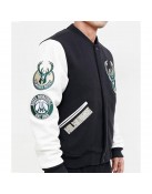 Milwaukee Bucks Black Letterman Jacket