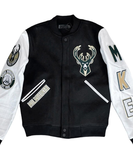 Milwaukee Bucks Black Letterman Jacket Milwaukee Bucks Black Letterman Jacket
