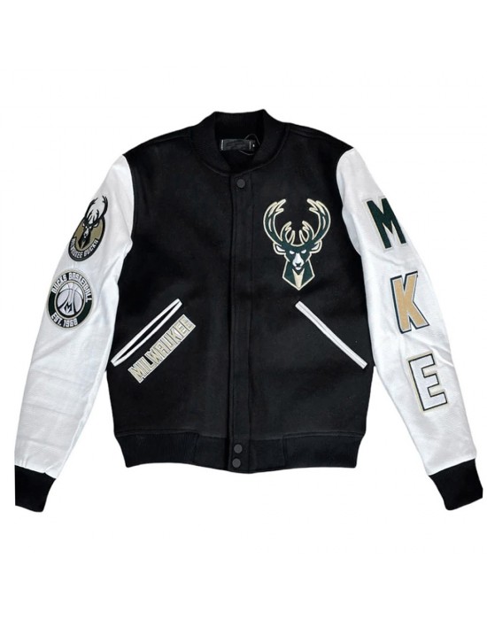 Milwaukee Bucks Black Letterman Jacket