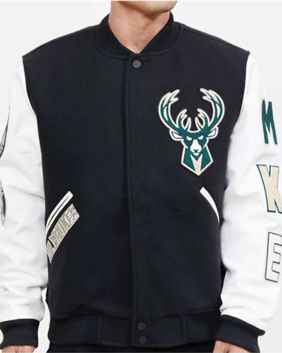 Milwaukee Bucks Black Letterman Jacket Milwaukee Bucks Black Letterman Jacket