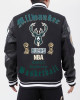Milwaukee Bucks Old English Black Wool Varsity Jacket Milwaukee Bucks Old English Black Wool Varsity Jacket