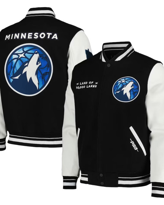 Minnesota Timberwolves 2024 City Edition Black Varsity Jacket Minnesota Timberwolves 2024 City Edition Black Varsity Jacket