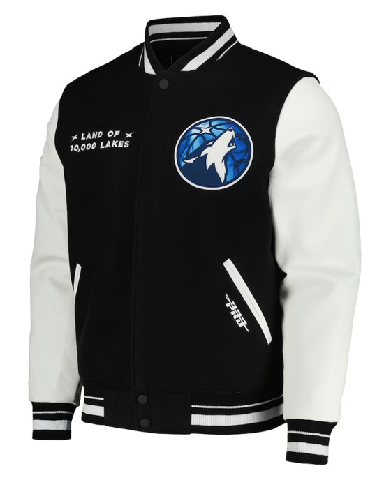 Minnesota Timberwolves 2024 City Edition Black Varsity Jacket Minnesota Timberwolves 2024 City Edition Black Varsity Jacket