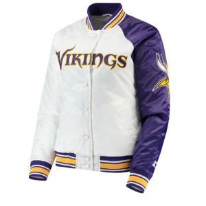 Minnesota Vikings Starter Satin White and Purple Jacket
