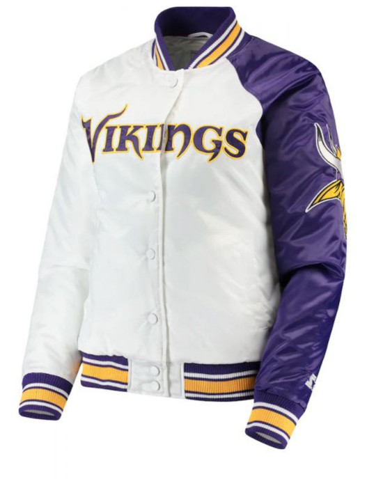 Minnesota Vikings Starter Satin White and Purple Jacket Minnesota Vikings Starter Satin White and Purple Jacket