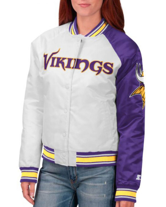 Minnesota Vikings Starter Satin White and Purple Jacket Minnesota Vikings Starter Satin White and Purple Jacket