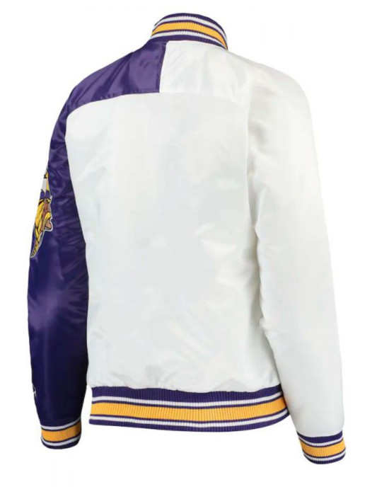 Minnesota Vikings Starter Satin White and Purple Jacket Minnesota Vikings Starter Satin White and Purple Jacket