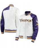 Minnesota Vikings Starter Satin White and Purple Jacket