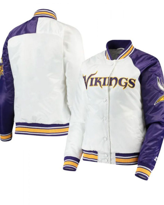 Minnesota Vikings Starter Satin White and Purple Jacket Minnesota Vikings Starter Satin White and Purple Jacket
