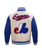 Montreal Expos Retro Classic Off White Wool Varsity Jacket