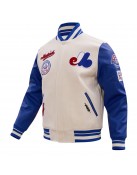 Montreal Expos Retro Classic Off White Wool Varsity Jacket