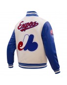 Montreal Expos Retro Classic Off White Wool Varsity Jacket