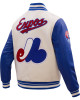 Montreal Expos Retro Classic Off White Wool Varsity Jacket Montreal Expos Retro Classic Off White Wool Varsity Jacket