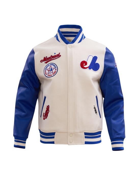 Montreal Expos Retro Classic Off White Wool Varsity Jacket