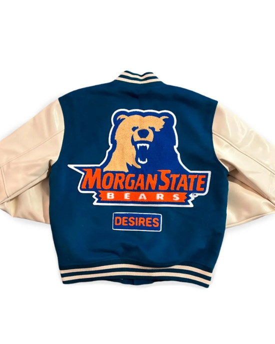 Morgan State University Blue and Beige Varsity Jacket Morgan State University Blue and Beige Varsity Jacket
