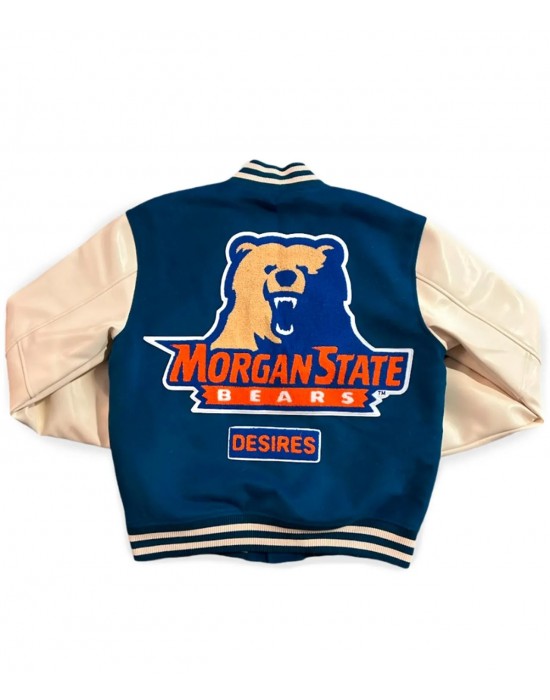 Morgan State University Blue and Beige Varsity Jacket