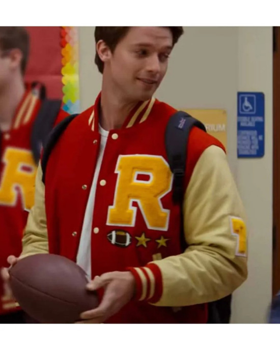 Moxie Mitchell Red and Off-White Letterman Jacket Moxie Mitchell Red and Off-White Letterman Jacket