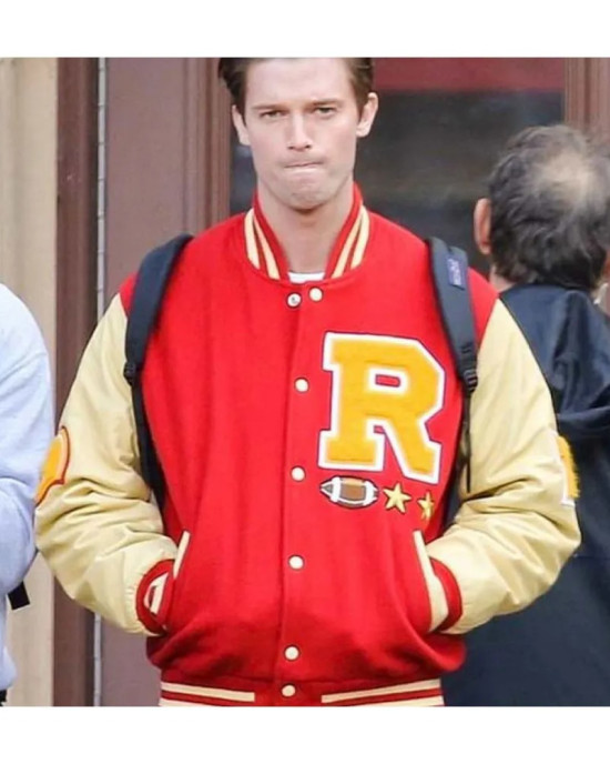 Moxie Mitchell Red and Off-White Letterman Jacket Moxie Mitchell Red and Off-White Letterman Jacket
