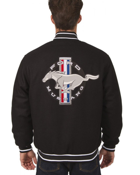 Mustang Varsity Wool Black Jacket Mustang Varsity Wool Black Jacket